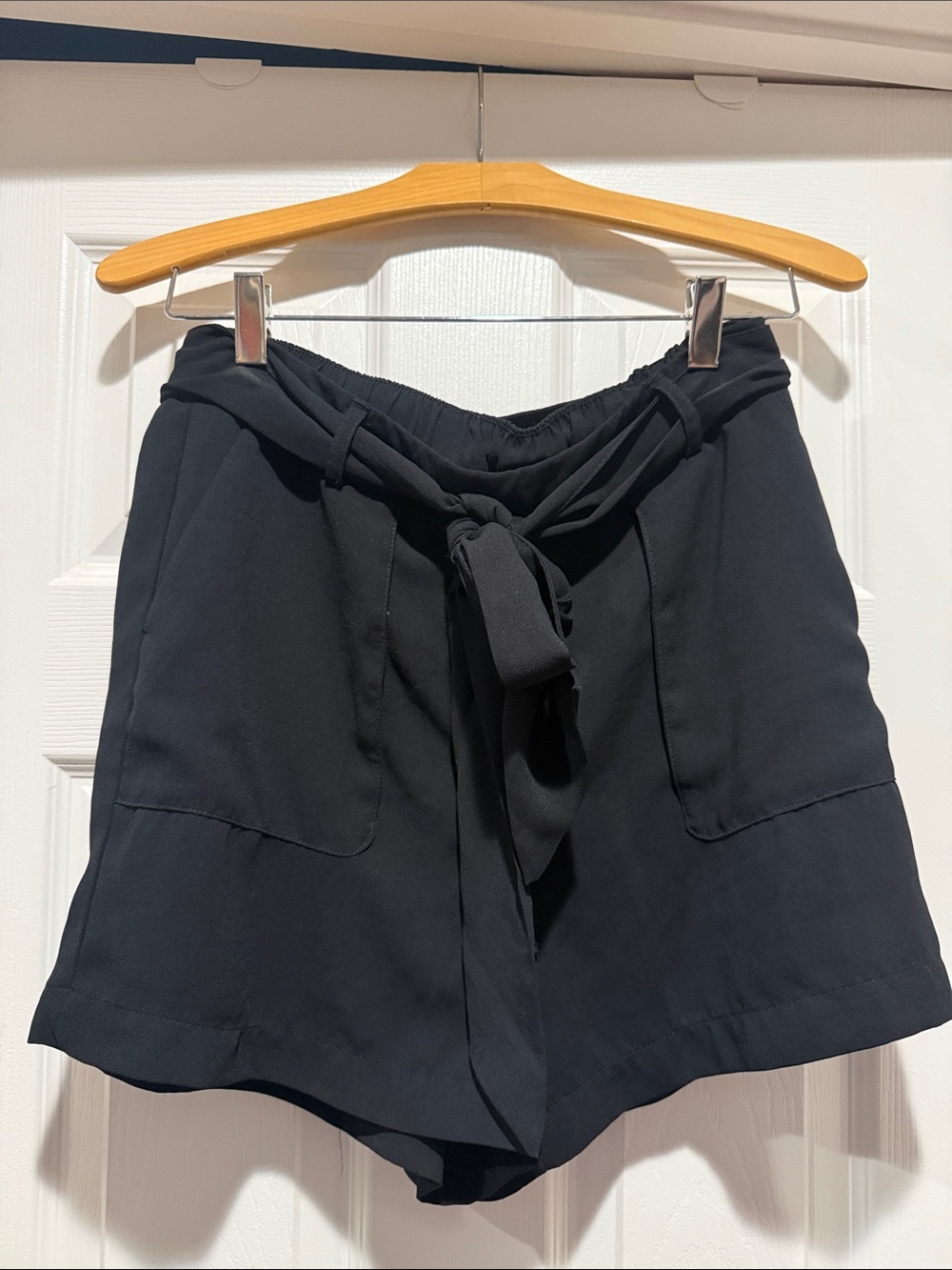 a new day Black High-Waist Tie-Belt Shorts